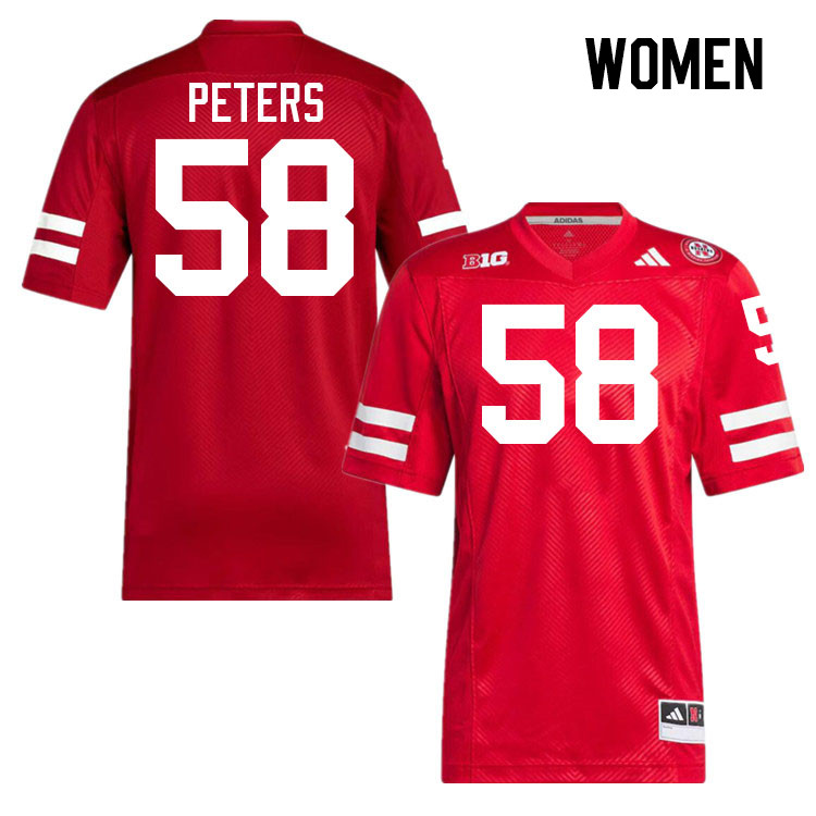 Women #58 Jake Peters Nebraska Cornhuskers College Football Jerseys Stitched Sale-Scarlet